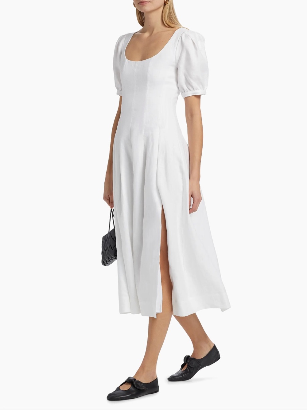 reformation Coucou Pleated Linen Midi Dress
